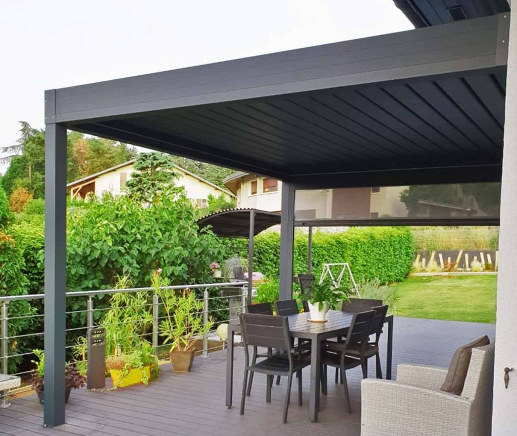 pergola bioclimatique adossée, caractéristiques