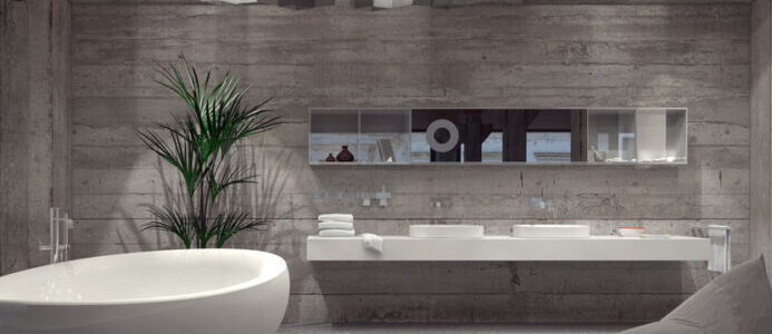 Modern grey luxury bathroom interior